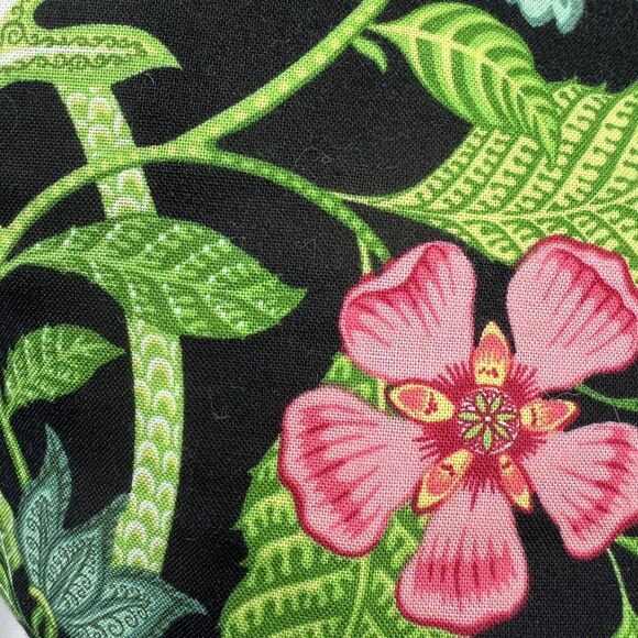 Vera Bradley Straw Beach Tote Bag Black Floral Capri Melon Tie - Picture 15 of 15